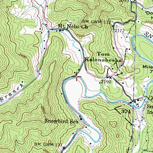 Topographic Map of Dick Branch, NC