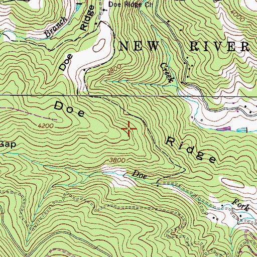 Topographic Map of Doe Ridge, NC