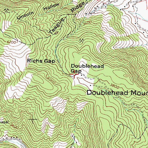 Topographic Map of Doublehead Gap, NC