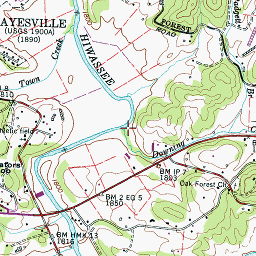 Topographic Map of Downing Creek, NC