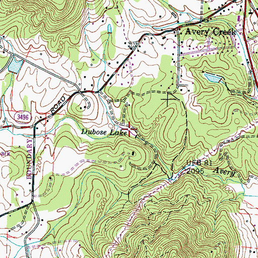 Topographic Map of Dubose Lake, NC