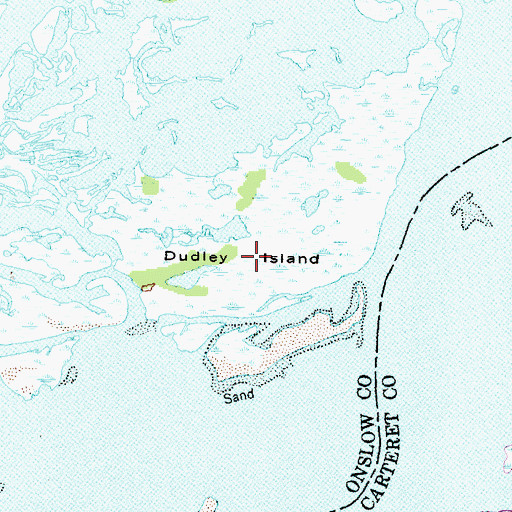 Topographic Map of Dudley Island, NC