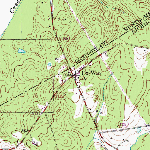 Topographic Map of Ex-Way, NC