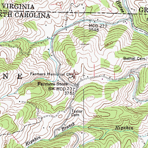 Topographic Map of Farmers Memorial Church, NC