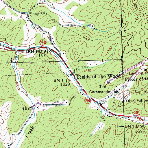 Topographic Map of Fields of the Wood, NC