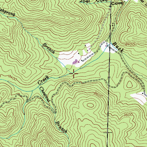 Topographic Map of Fishprong Branch, NC