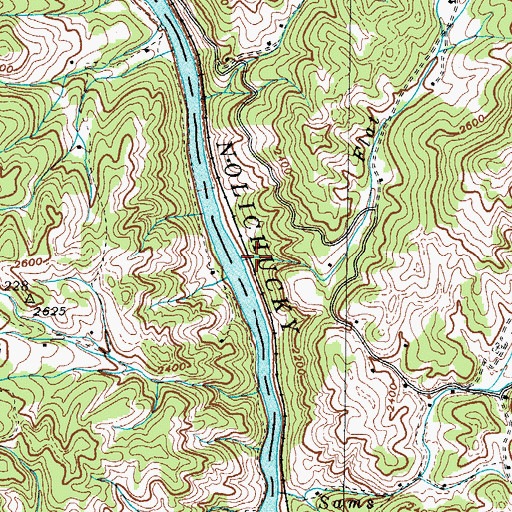 Topographic Map of Flat Branch, NC