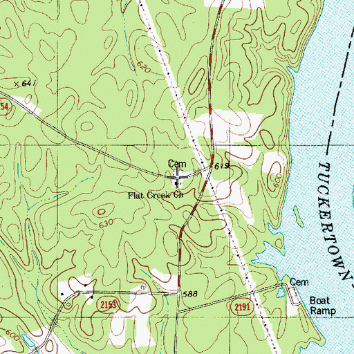 Topographic Map of Flat Creek Church, NC