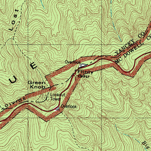 Topographic Map of Flinty Gap, NC