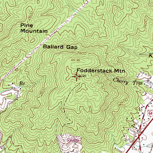 Topographic Map of Fodderstack Mountain, NC