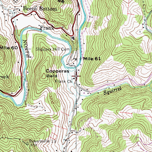 Topographic Map of Frank Church, NC
