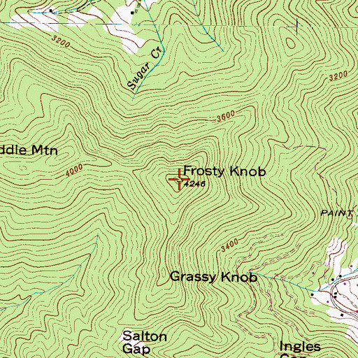 Topographic Map of Frosty Knob, NC