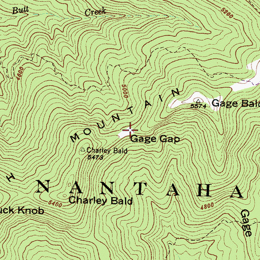 Topographic Map of Gage Gap, NC