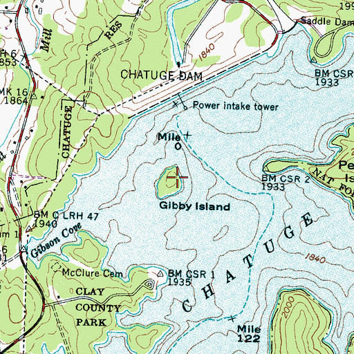 Topographic Map of Gibby Island, NC