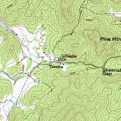 Topographic Map of Gillespie Church, NC
