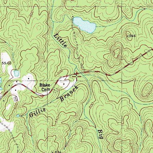 Topographic Map of Gillis Branch, NC