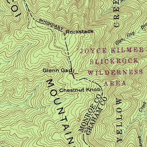 Topographic Map of Glenn Gap, NC