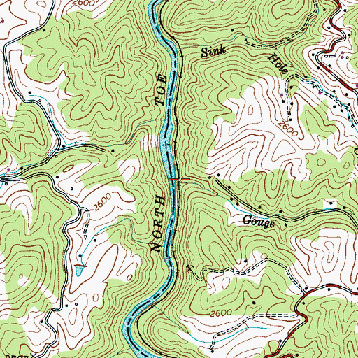 Topographic Map of Gouge Branch, NC