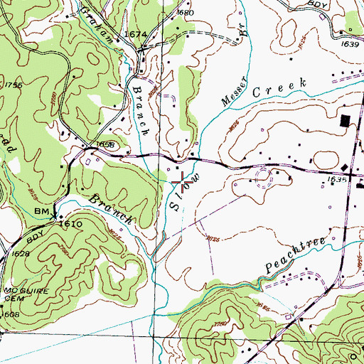 Topographic Map of Graham Branch, NC