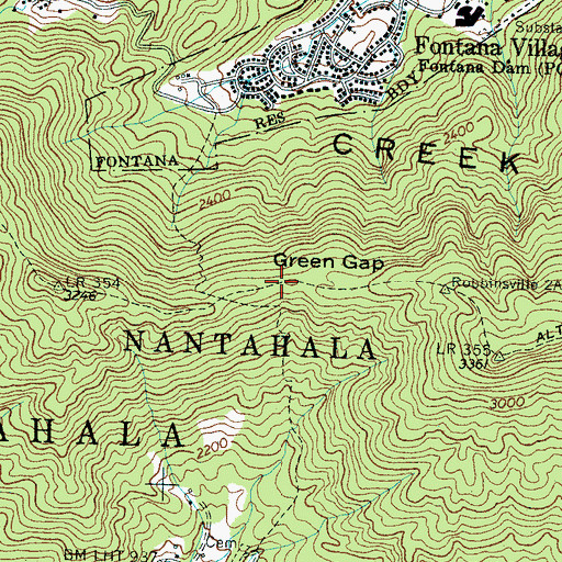 Topographic Map of Green Gap, NC