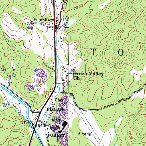Topographic Map of Green Valley Church, NC
