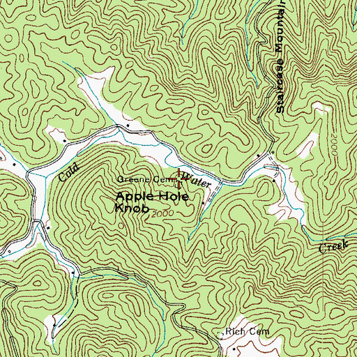 Topographic Map of Greene Cemetery, NC