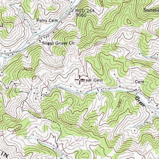 Topographic Map of Greer Cemetery, NC