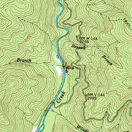 Topographic Map of Hall Branch, NC