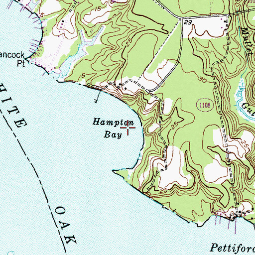 Topographic Map of Hampton Bay, NC