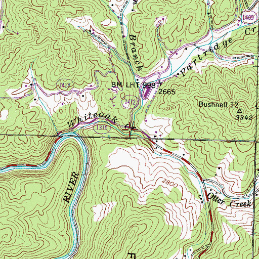 Topographic Map of Hampton Branch, NC