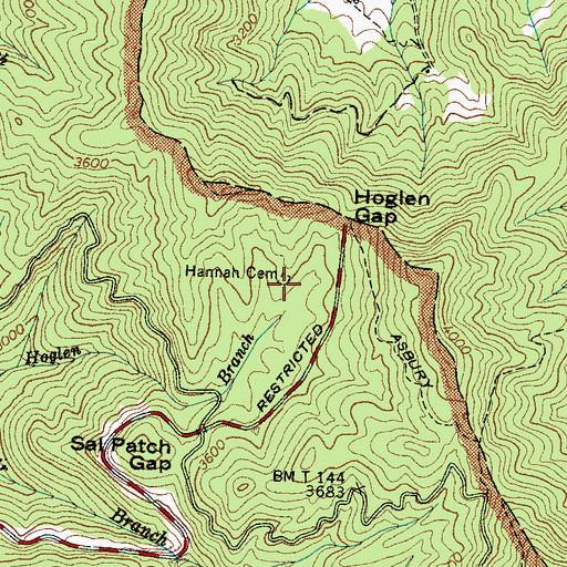 Topographic Map of Hannah - Hoaglan Cemetery, NC