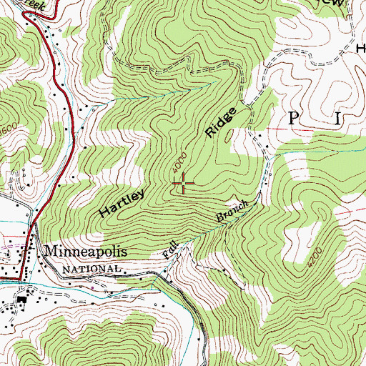 Topographic Map of Hartley Ridge, NC