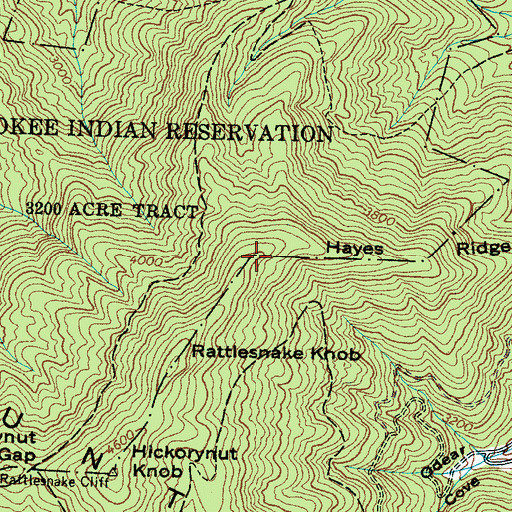 Topographic Map of Hayes Ridge, NC
