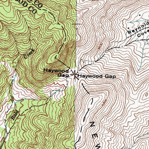 Topographic Map of Haywood Gap, NC