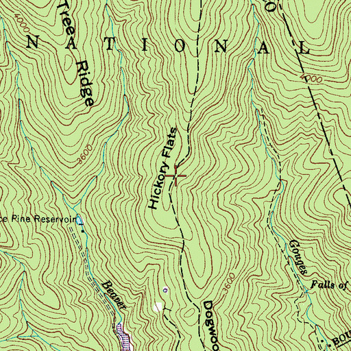 Topographic Map of Hickory Flats, NC