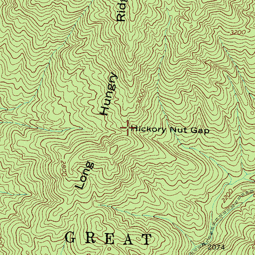 Topographic Map of Hickory Nut Gap, NC