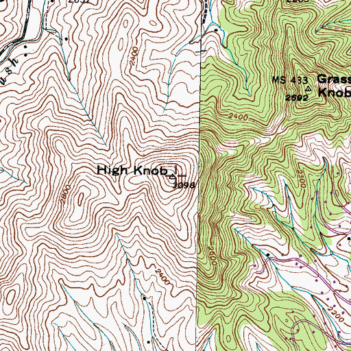 Topographic Map of High Knob, NC
