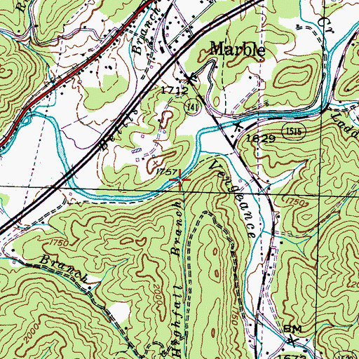 Topographic Map of Highfall Branch, NC
