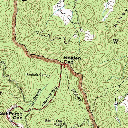 Topographic Map of Hoglen Gap, NC