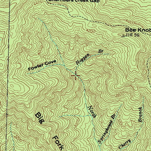 Topographic Map of Hogpen Branch, NC
