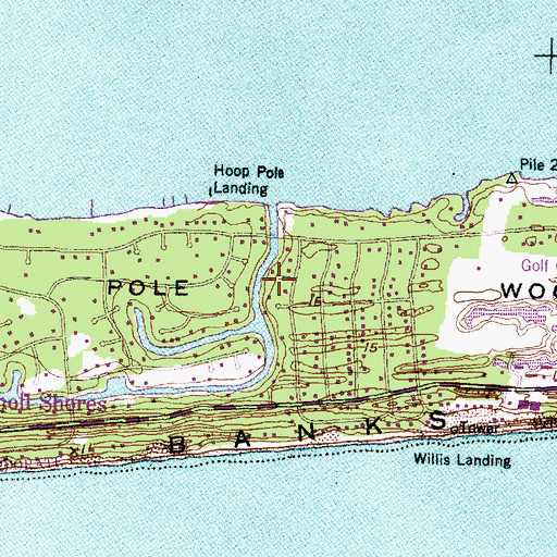 Topographic Map of Hoop Pole Woods, NC
