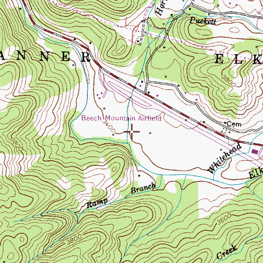 Topographic Map of Horney Branch, NC
