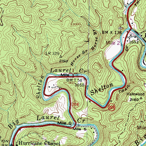 Topographic Map of Horse Branch, NC