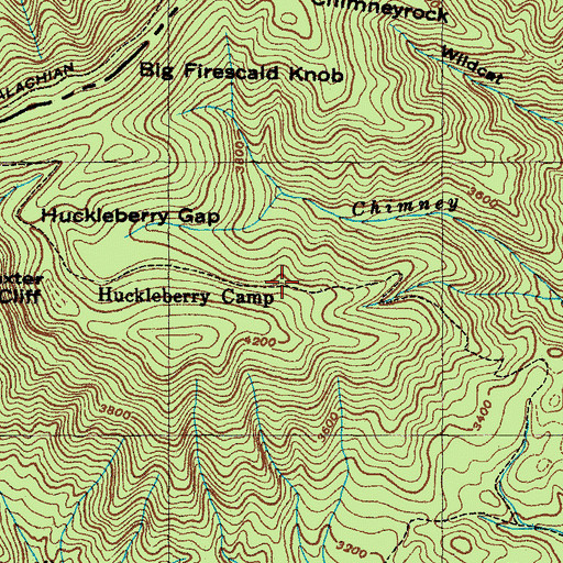 Topographic Map of Huckleberry Camp, NC