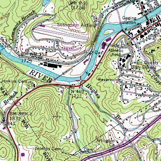 Topographic Map of Hughes Branch, NC