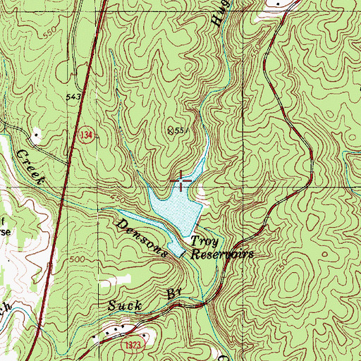 Topographic Map of Hughs Creek, NC