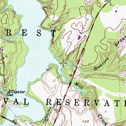 Topographic Map of Hunters Branch, NC