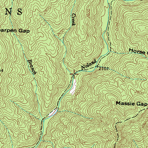 Topographic Map of Indian Creek, NC