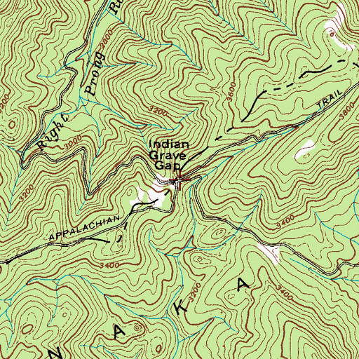 Topographic Map of Indian Grave Gap, NC