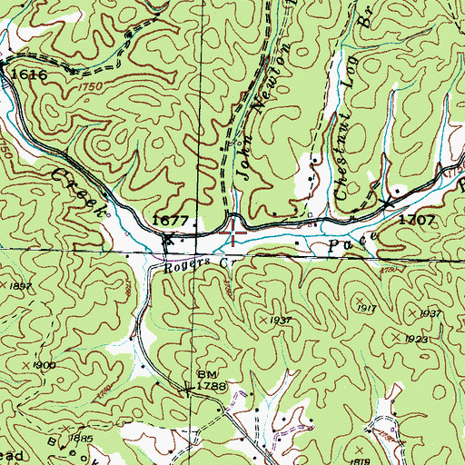 Topographic Map of John Newton Branch, NC